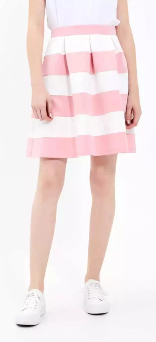 Letná pruhovaná ružovo-biela elastická sukňa