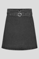 Dámska štýlová mini sukňa z šedého denimu s pásikom