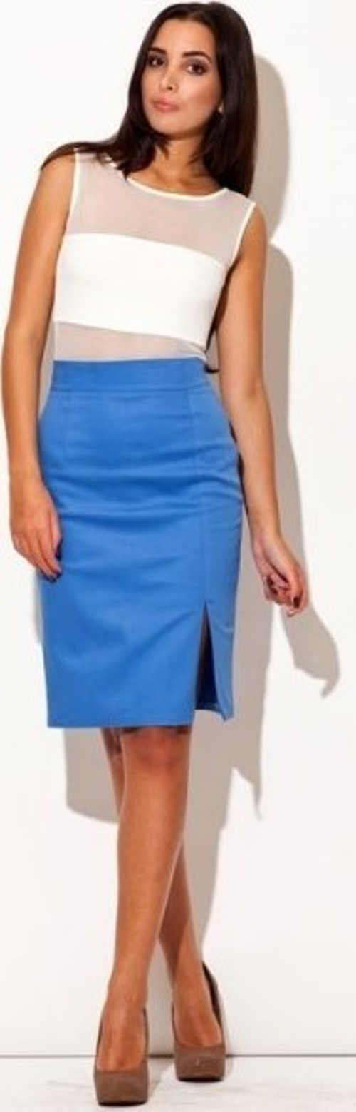 Jednofarebná modrá spoločenská dámska sukňa