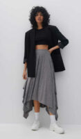 Asymetrická sukňa s elastickým pásom v sivej farbe
