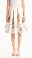 Áčková sukňa s kvetinovým vzorom v módnej midi dĺžke