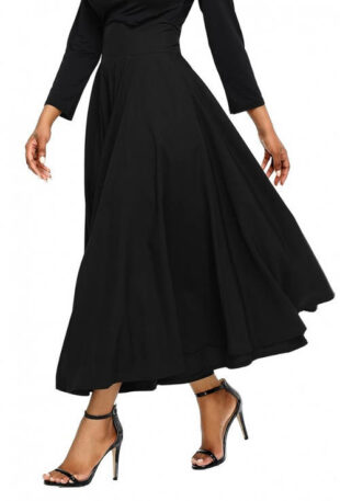 Čierna maxi sukňa s vysokým pásom