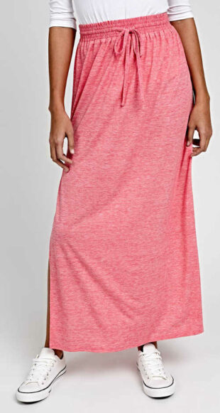 Lacná dlhá ružová maxi sukňa s rozparky