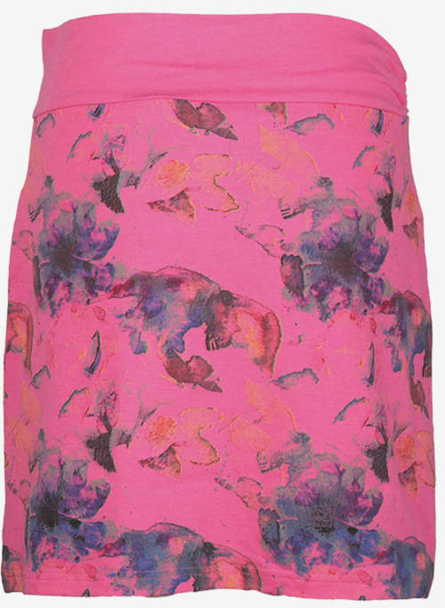 Ružová letná sukňa so širokým pohodlným elastickým pásom