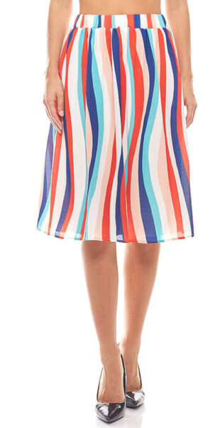 Dámska letná farebná sukňa v modernom pruhovanom vzore