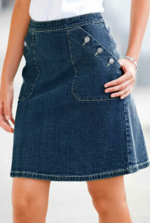 Dámska džínsová sukňa v strihu shearling