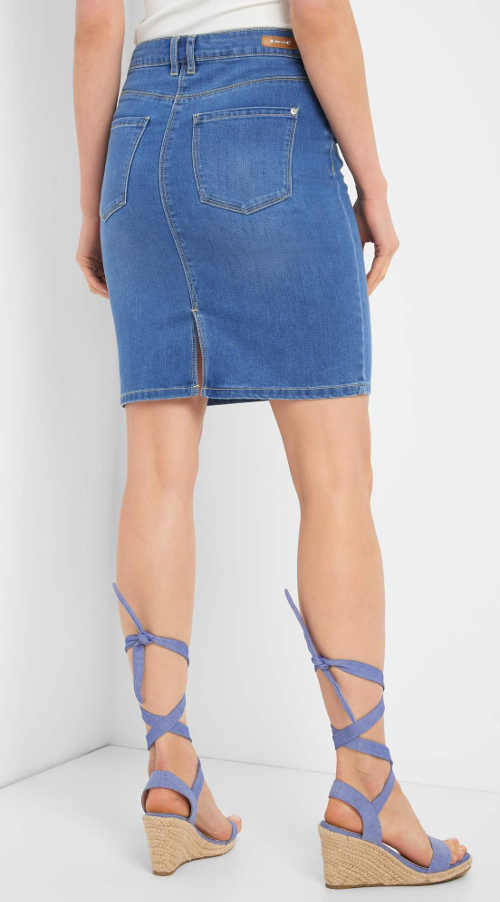 Dámska mini džínsová sukňa s rozparkom