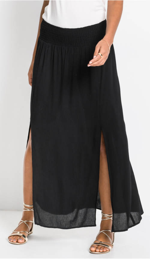 Dlhá čierna dámska sukňa s rozparkami