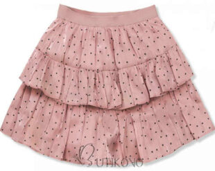 Krátka ružová bodkovaná vrstvená sukňa