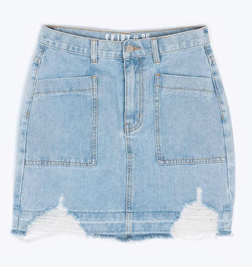 Svetlomodrá džínsová sukňa s veľkými prednými vreckami