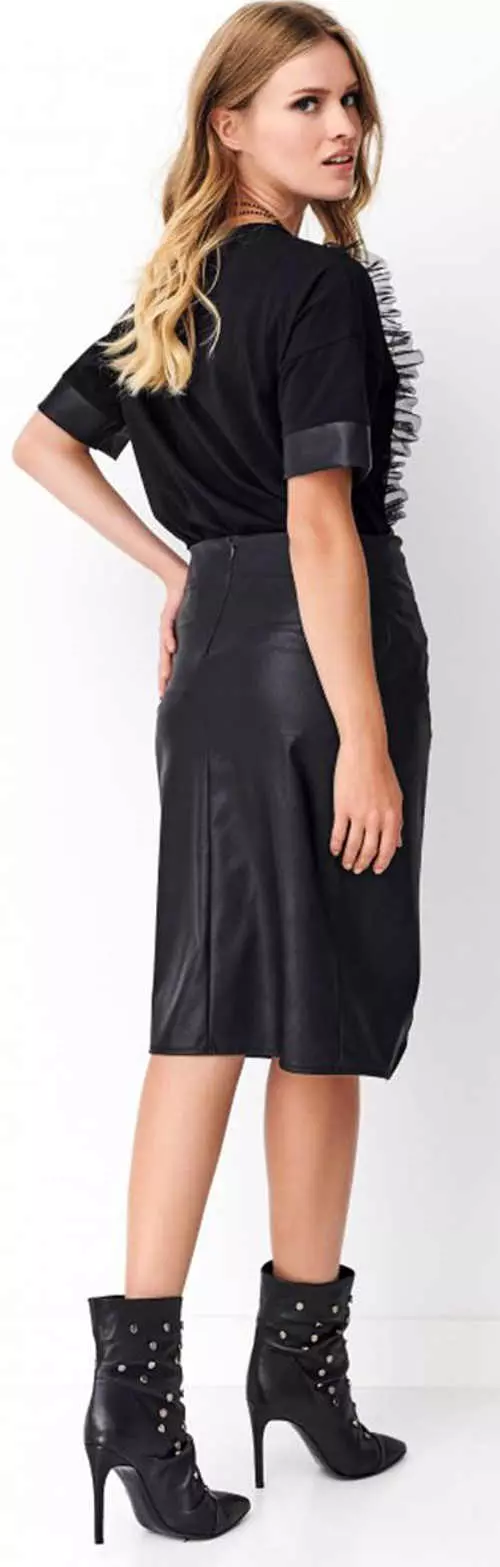Čierna dámska sukňa z umelej kože
