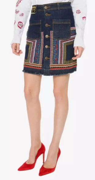 Džínsová sukňa s výšivkou Desigual – Leli