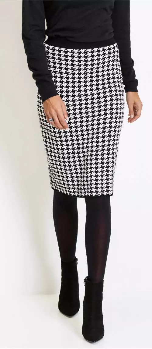 Pletená sukňa s klasickým vzorom kohúta