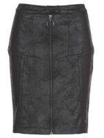 Čierna kožená sukňa so zipsom vpredu po celej dĺžke