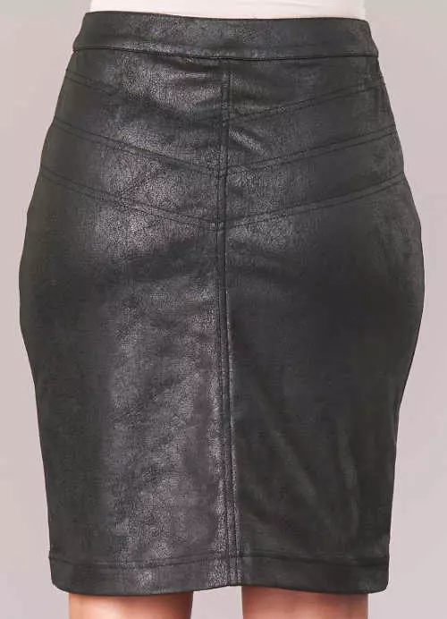 Dámska módna sukňa čierna z umelej kože