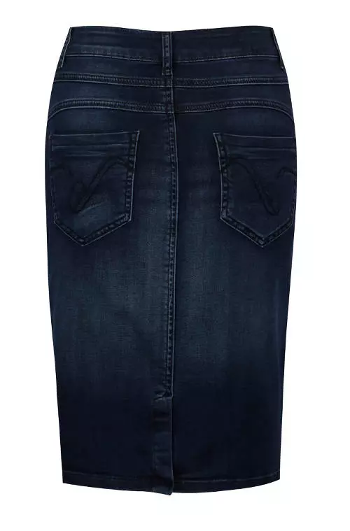 Rovná džínsová sukňa s rozparkom