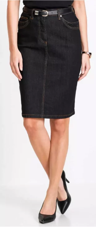 Tmavá džínsová sukňa s trblietavými kamienkami