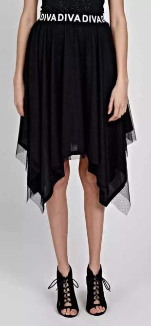 Čierna moderná vrcholová sukňa