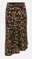 Čiernohnedá asymetrická midi sukňa s gepardím vzorom