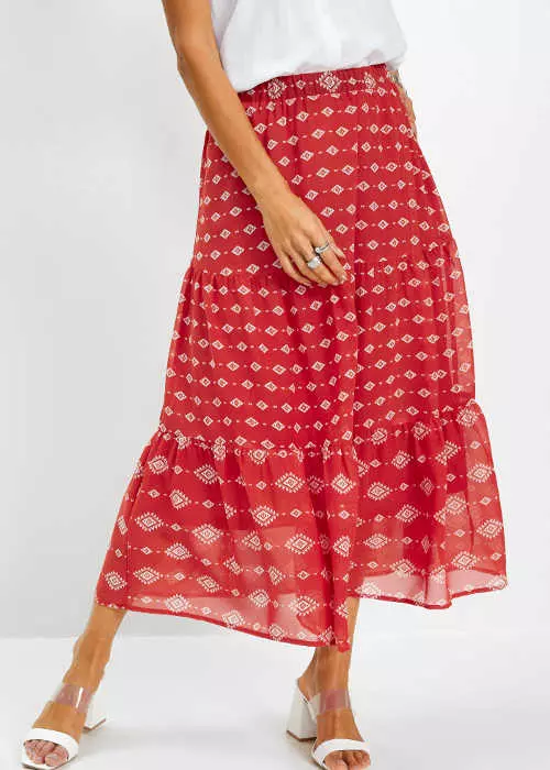 Dámska šifónová dlhá sukňa s modernou potlačou