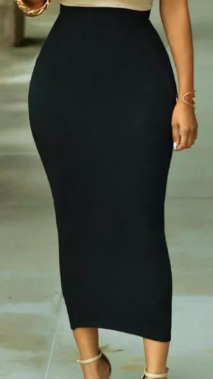 Dlhá čierna plná maxi sukňa Enluned