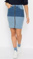 Džínsová sukňa v patchworkovom vzhľade z recyklovaného materiálu