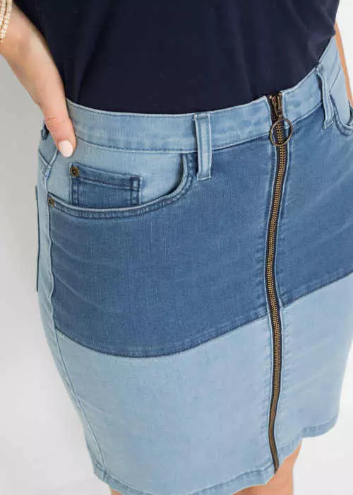 Moderná pohodlná džínsová sukňa so zipsom