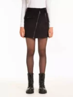 Mini sukňa z imitácie semišu s asymetrickým zipsom vpredu