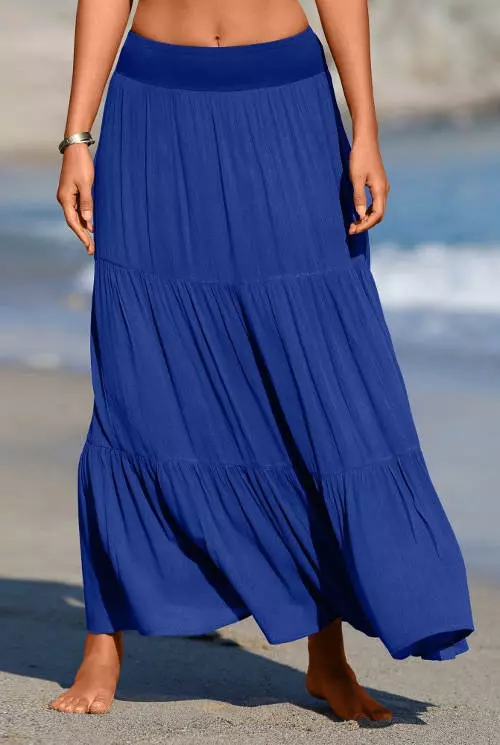 Tmavomodrá dlhá plážová sukňa