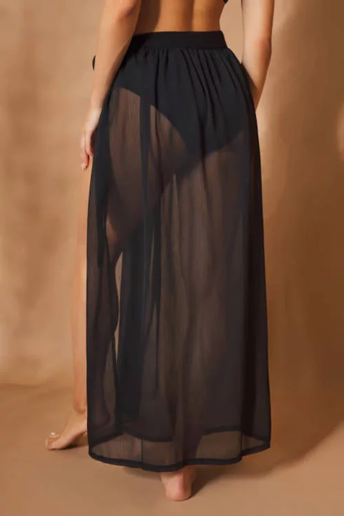 Čierna dlhá zavinovací sukňa