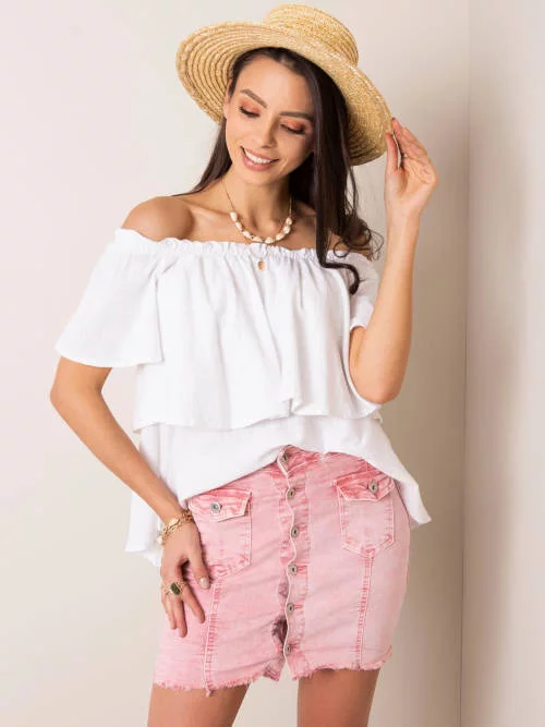 Ružová krátka džínsová sukňa
